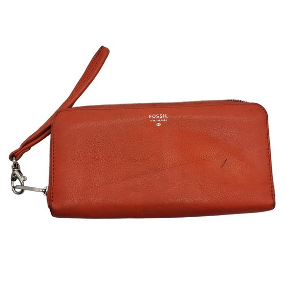 #40. Fossil Orange wristlet wallet - Picture 1 of 6